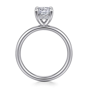 Peace - 14K White Gold Elongated Cushion Hidden Halo Diamond Engagement Ring