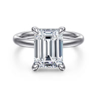 Peace - 14K White Gold Emerald Cut Diamond Engagement Ring