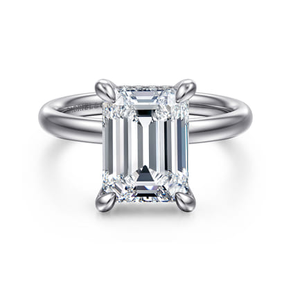 Peace - 14K White Gold Emerald Cut Diamond Engagement Ring