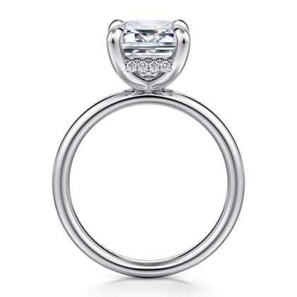 Peace - 14K White Gold Emerald Cut Diamond Engagement Ring