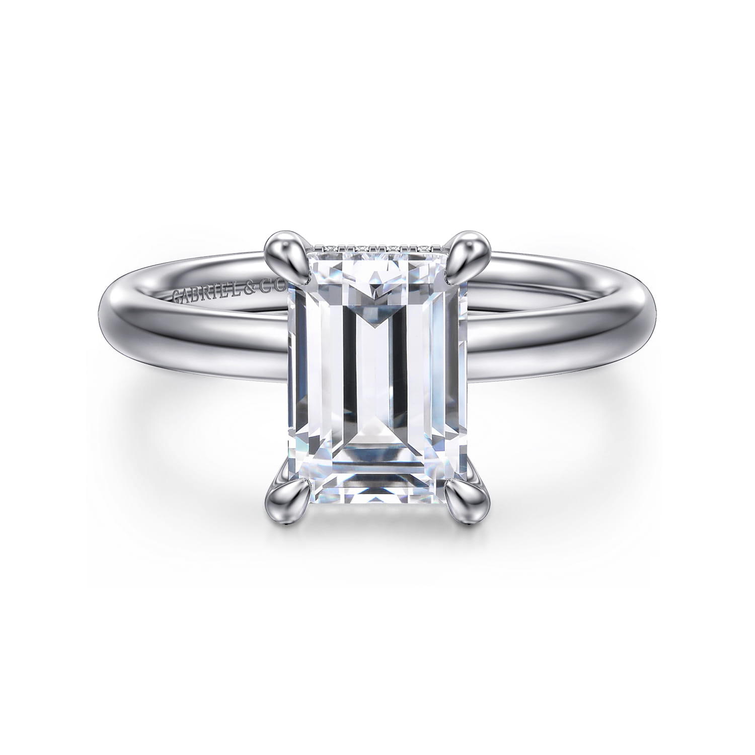 Peace - 14K White Gold Emerald Cut Diamond Engagement Ring