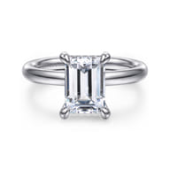 Peace - 14K White Gold Emerald Cut Diamond Engagement Ring