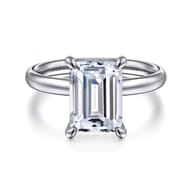 Peace - 14K White Gold Emerald Cut Hidden Halo Diamond Engagement Ring