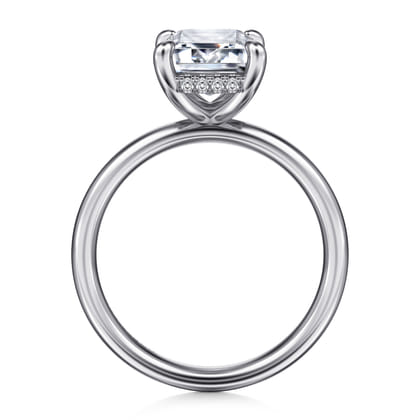 Peace - 14K White Gold Emerald Cut Hidden Halo Diamond Engagement Ring