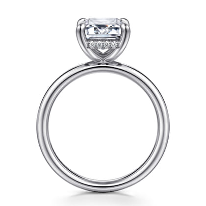 Peace - 14K White Gold Emerald Cut Hidden Halo Diamond Engagement Ring