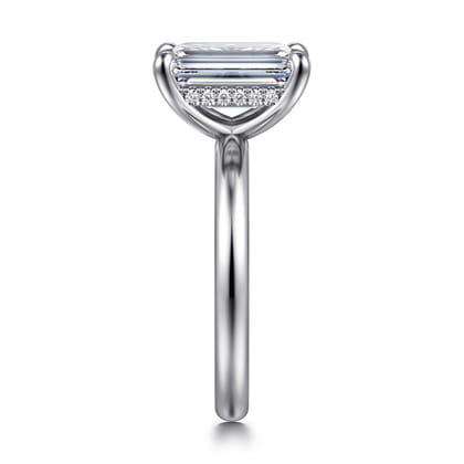 Peace - 14K White Gold Emerald Cut Hidden Halo Diamond Engagement Ring