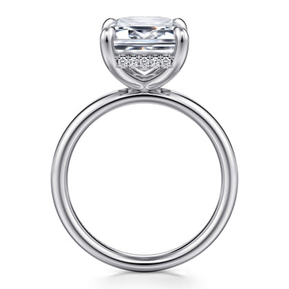 Peace - 14K White Gold Emerald Cut Hidden Halo Diamond Engagement Ring
