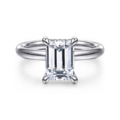 Peace - 14K White Gold Emerald Cut Hidden Halo Diamond Engagement Ring