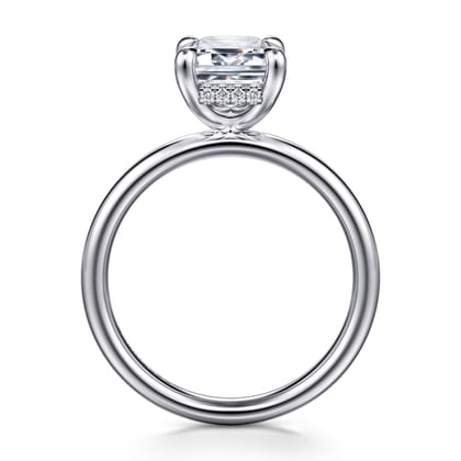 Peace - 14K White Gold Emerald Cut Hidden Halo Diamond Engagement Ring