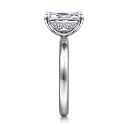 Peace - 14K White Gold Emerald Cut Hidden Halo Diamond Engagement Ring