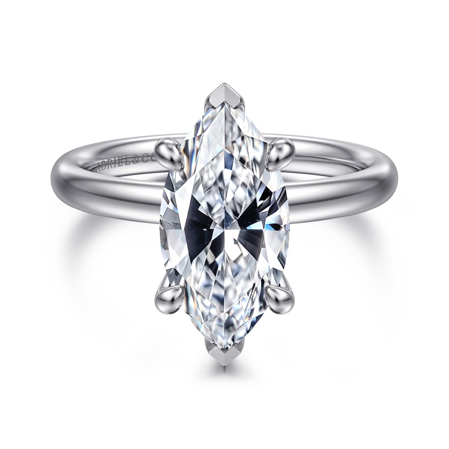 Peace - 14K White Gold Marquise Shape Diamond Engagement Ring