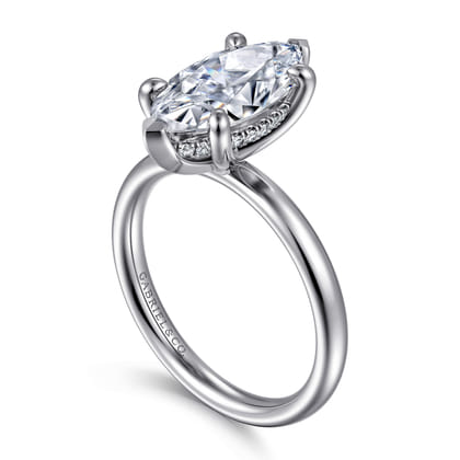 Peace - 14K White Gold Marquise Shape Diamond Engagement Ring