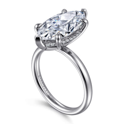 Peace - 14K White Gold Marquise Shape Diamond Engagement Ring
