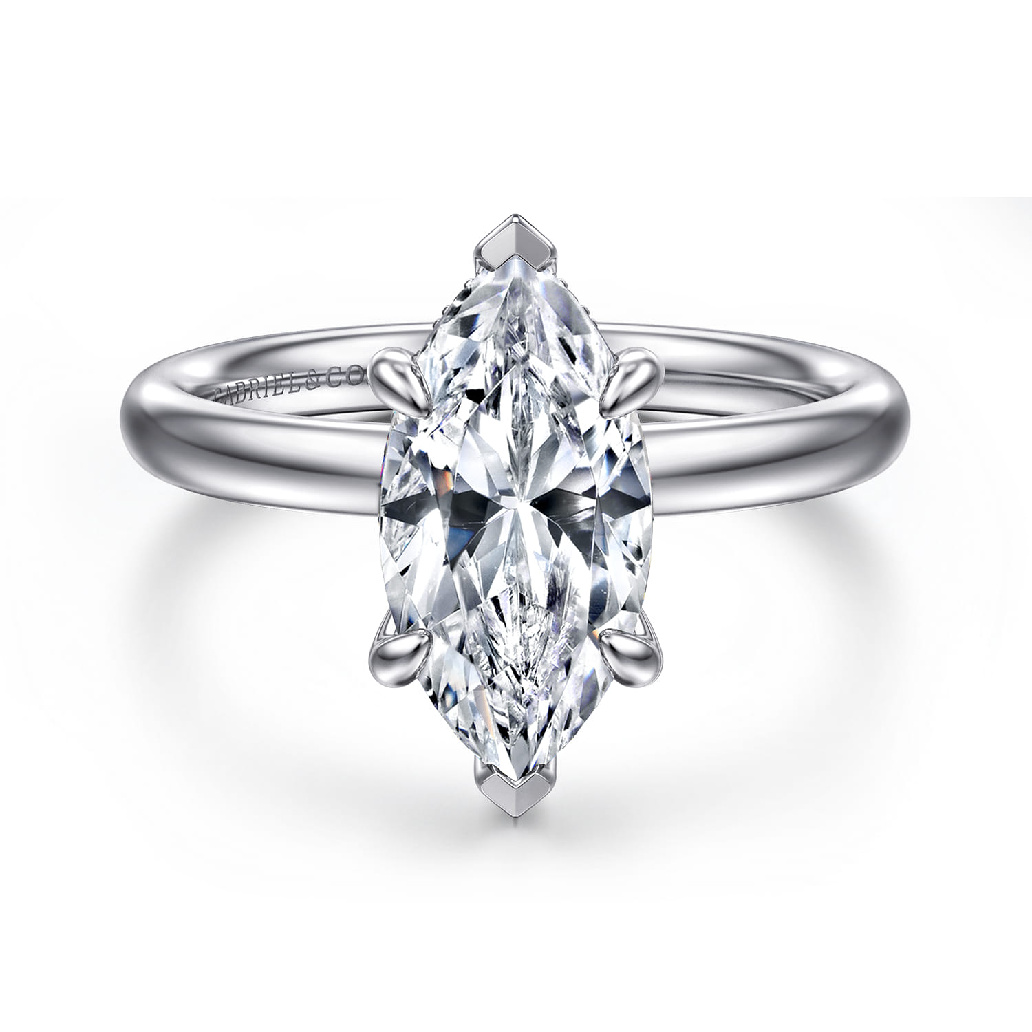 Peace - 14K White Gold Marquise Shape Diamond Engagement Ring