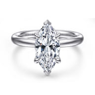 Peace - 14K White Gold Marquise Shape Diamond Engagement Ring