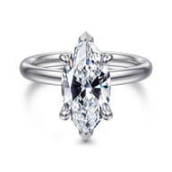 Peace - 14K White Gold Marquise Shape Hidden Halo Diamond Engagement Ring