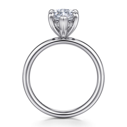 Peace - 14K White Gold Marquise Shape Hidden Halo Diamond Engagement Ring