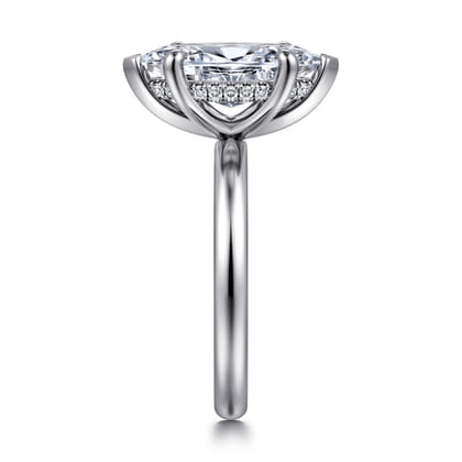 Peace - 14K White Gold Marquise Shape Hidden Halo Diamond Engagement Ring