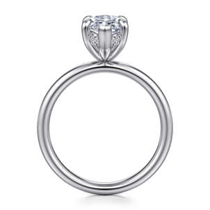 Peace - 14K White Gold Marquise Shape Hidden Halo Diamond Engagement Ring