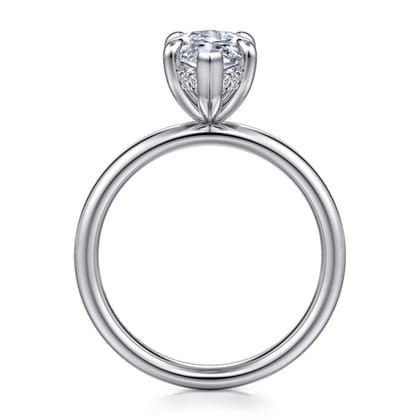 Peace - 14K White Gold Marquise Shape Hidden Halo Diamond Engagement Ring