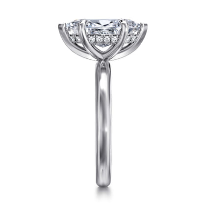 Peace - 14K White Gold Marquise Shape Hidden Halo Diamond Engagement Ring