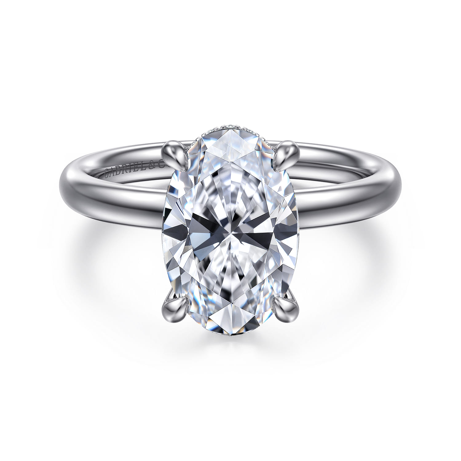 Peace - 14K White Gold Oval Diamond Engagement Ring