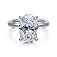 Peace - 14K White Gold Oval Diamond Engagement Ring