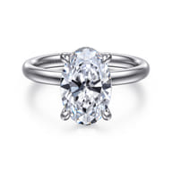 Peace - 14K White Gold Oval Hidden Halo Diamond Engagement Ring