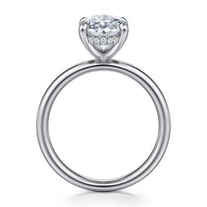 Peace - 14K White Gold Oval Hidden Halo Diamond Engagement Ring