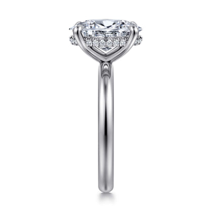 Peace - 14K White Gold Oval Hidden Halo Diamond Engagement Ring