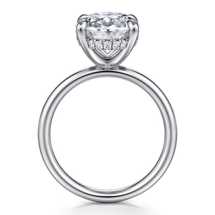 Peace - 14K White Gold Oval Hidden Halo Diamond Engagement Ring