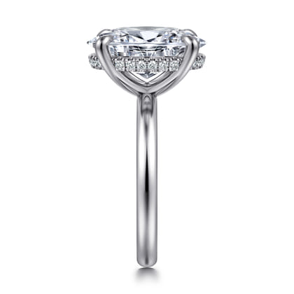 Peace - 14K White Gold Oval Hidden Halo Diamond Engagement Ring