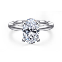 Peace - 14K White Gold Oval Hidden Halo Diamond Engagement Ring