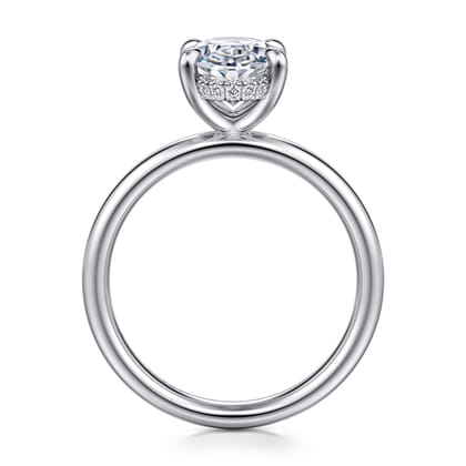 Peace - 14K White Gold Oval Hidden Halo Diamond Engagement Ring