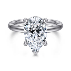 Peace - 14K White Gold Pear Shape Diamond Engagement Ring