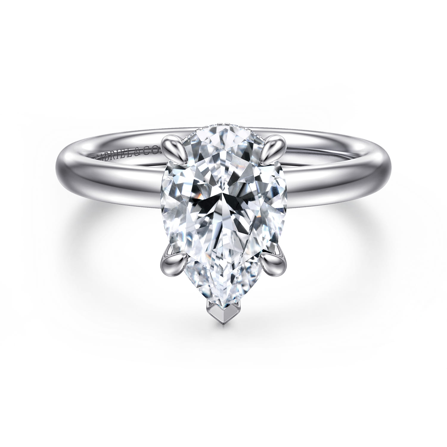 Peace - 14K White Gold Pear Shape Diamond Engagement Ring