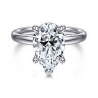 Peace - 14K White Gold Pear Shape Hidden Halo Diamond Engagement Ring