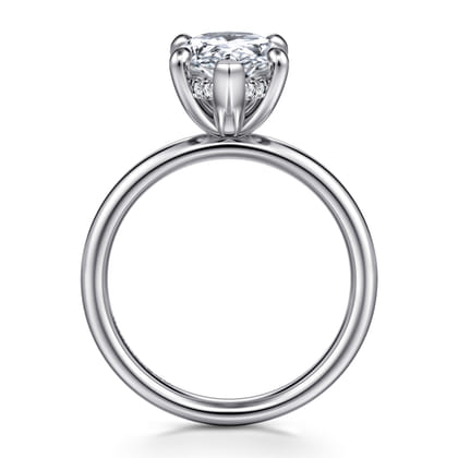 Peace - 14K White Gold Pear Shape Hidden Halo Diamond Engagement Ring