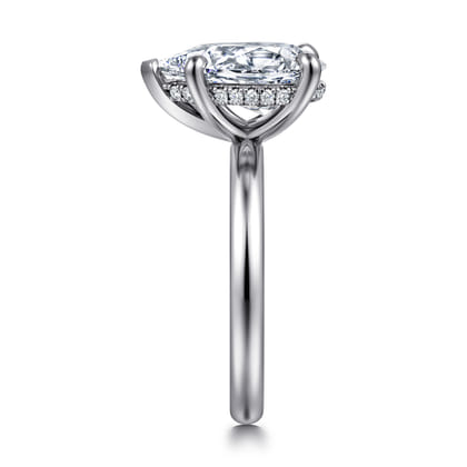 Peace - 14K White Gold Pear Shape Hidden Halo Diamond Engagement Ring
