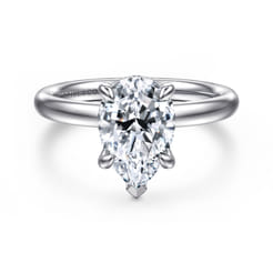 Peace - 14K White Gold Pear Shape Hidden Halo Diamond Engagement Ring