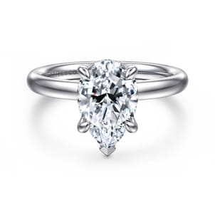 Peace - 14K White Gold Pear Shape Hidden Halo Diamond Engagement Ring