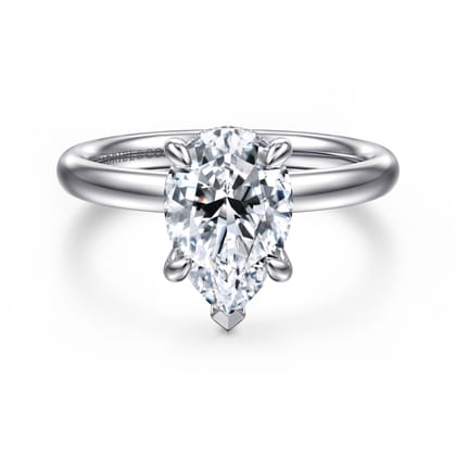 Peace - 14K White Gold Pear Shape Hidden Halo Diamond Engagement Ring