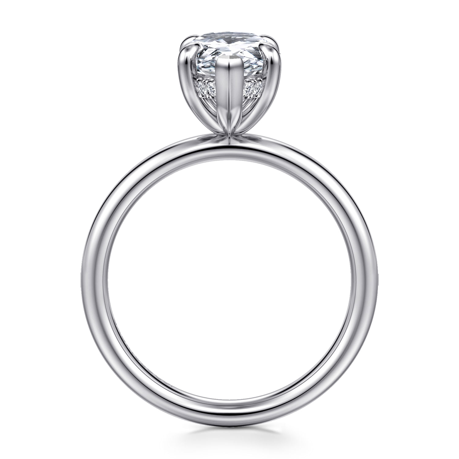 Peace - 14K White Gold Pear Shape Hidden Halo Diamond Engagement Ring