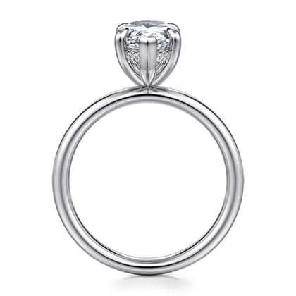 Peace - 14K White Gold Pear Shape Hidden Halo Diamond Engagement Ring