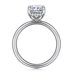 Peace - 14K White Gold Radiant Hidden Halo Diamond and Engagement Ring