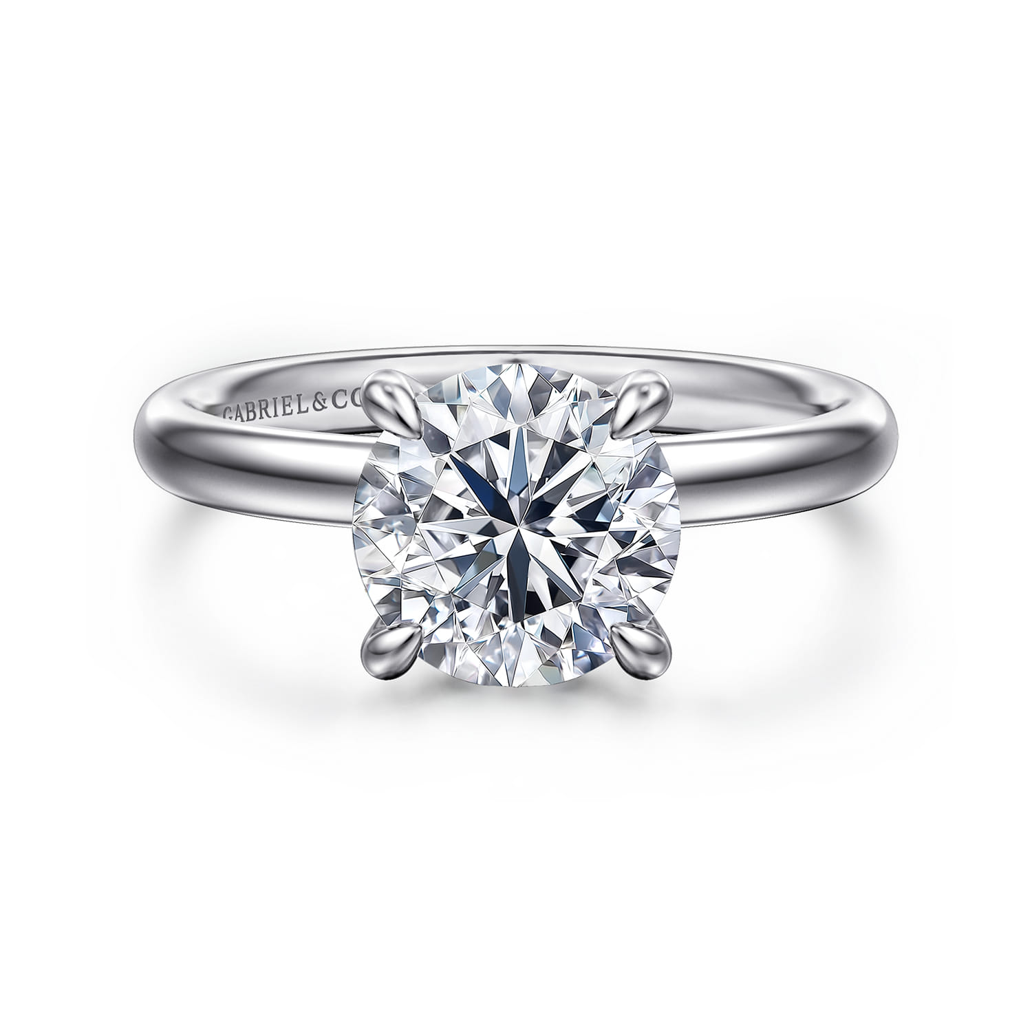 Peace - 14K White Gold Round Diamond Engagement Ring