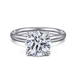 Peace - 14K White Gold Round Hidden Halo Diamond Engagement Ring