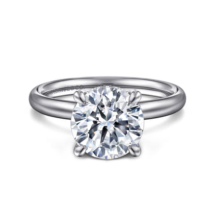 Peace - 14K White Gold Round Hidden Halo Diamond Engagement Ring