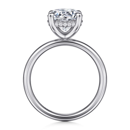 Peace - 14K White Gold Round Hidden Halo Diamond Engagement Ring