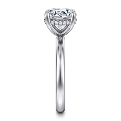 Peace - 14K White Gold Round Hidden Halo Diamond Engagement Ring